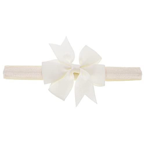 Stirnband Damen Stirnband Schöne Mädchen Bowknot Knoten Tiara Bow Stirnband Elastische Haarband Headwear Säuglingshaar Zubehör Gesichtswaschstirnband (Size : Ivory) von FnnEmg