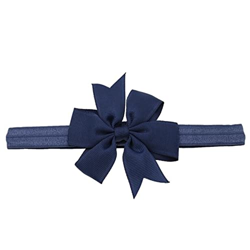 Stirnband Damen Stirnband Schöne Mädchen Bowknot Knoten Tiara Bow Stirnband Elastische Haarband Headwear Säuglingshaar Zubehör Gesichtswaschstirnband (Size : Navy Blue) von FnnEmg