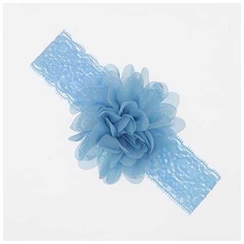 Stirnband Damen Stirnband chiffon blume elastische spitze haarband infant stirnbänder for mädchen headwear mädchen haar zubehör Gesichtswaschstirnband (Color : Blue, Size : Size fits all) von FnnEmg