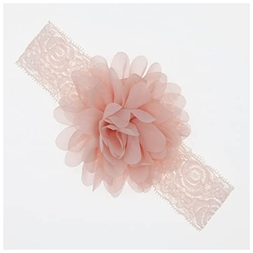 Stirnband Damen Stirnband chiffon blume elastische spitze haarband infant stirnbänder for mädchen headwear mädchen haar zubehör Gesichtswaschstirnband (Color : Peach, Size : Size fits all) von FnnEmg