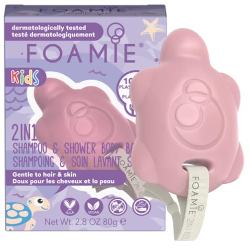 Foamie Kinder-Shampoo und feste Seife 2in1 Schildkrötenform mit milder Aloe Vera und Mandelöl für die Haut I 100% vegan und plastikfrei 80g von Foamie