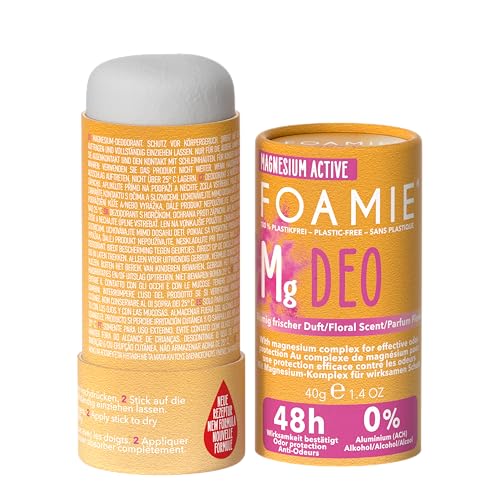 Foamie Festes Deodorant Damen "Happy Day" neue Formulierung, Deo-Stick Blumiger Duft, 48h Wirksames Deodorant ohne Aluminium, Deostift vegan & plastikfrei, 40g von Foamie