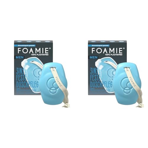 Foamie Festes Duschgel & Shampoo Männer Mit Wasserminze Und Zitrone, 3in1 Feste Dusche Und Gesichtsreinigung Erfrischender Duft, Feste Duschpflege Für Haut Und Haar, 90g (Packung mit 2) von Foamie