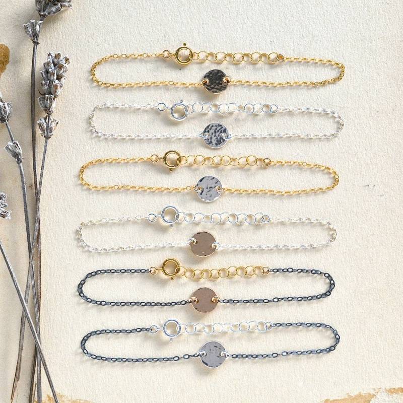 Plättchen Armband - Gehämmertes Armband, Gehämmert Kreis Punkt Roségold Dot Silber Plättchen Armband - Gehämmertes Armband, Gehämmert Kreis Punkt Roségold Dot Silber von FoamyWader