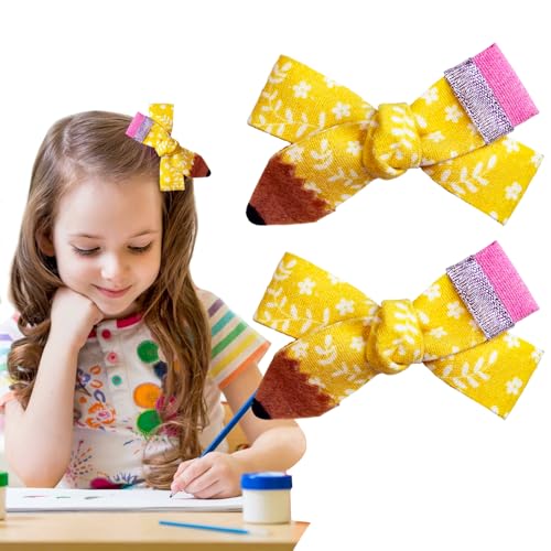 Bleistift-Haarschleifen für Mädchen, 2 Stück, Bleistiftschleifen, Haarspangen für Mädchen, Schulanfang, Kindergarten, Studenten, Schulanfang, Kleidung, Haarschmuck Bleistift-Haarschleifen für Mädchen, 2 Stück, Bleistiftschleifen, Haarspangen für Mädchen, Schulanfang, Kindergarten, Studenten, Schulanfang, Kleidung, Haarschmuck von Foaryoer
