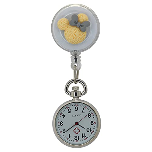 Taschenuhr zum Anstecken mit Dove Rose Krankenschwester Arzt Uhr zum Anstecken, 233A2 Bär schwarz gelb 1 Stück, Medium, modisch von FobTime