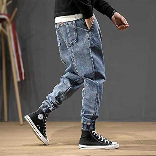 Focisa Jeans Herren Hose Jeanshose Stil Mode Herren Jeans Lose Gespleißt Designer Denim Cargohose Haremshose Slack Bottom Hip Hop Jogger Jeans Herren 32 Hellblau von Focisa