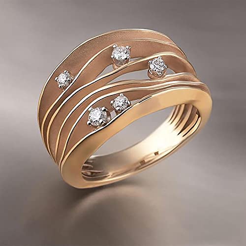 Focisa Ring Ringe Rings Bijouterie Herren Damen Damenring Schlichter Eleganter Damen Schweifring Persönlichkeit Hochwertiger Ring 10 Rosegold von Focisa