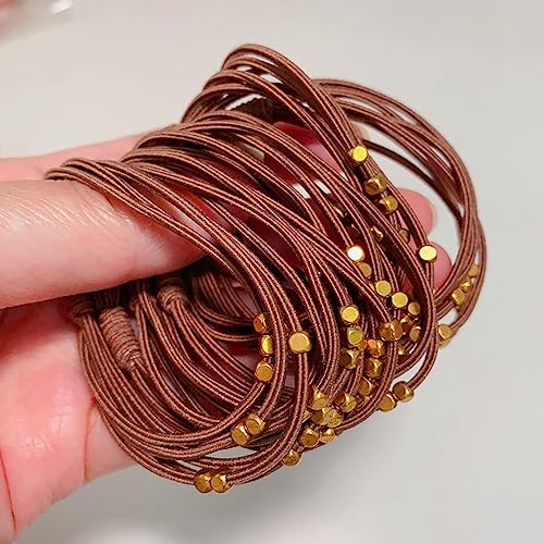 Haarschmuck Haargummis Haarspangen 10 Stück Koreanische Damen-Elastische Haar-Gummiband-Stirnbänder Mädchenperlen Haarkratz-Stirnbänder/Halter/Zahnfleisch-Zubehör Squarelbrown10 Stück von Focisa