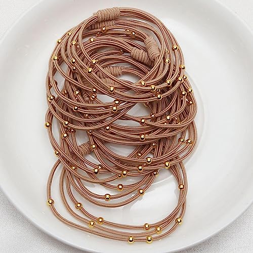 Haarschmuck Haargummis Haarspangen 10 Stücke Koreanische Frauen Elastische Haar Gummiband Stirnbänder Mädchen Perlen Haar Kratzer Stirnbänder/Halter/Zahnfleisch Zubehör Beige10 Stücke von Focisa