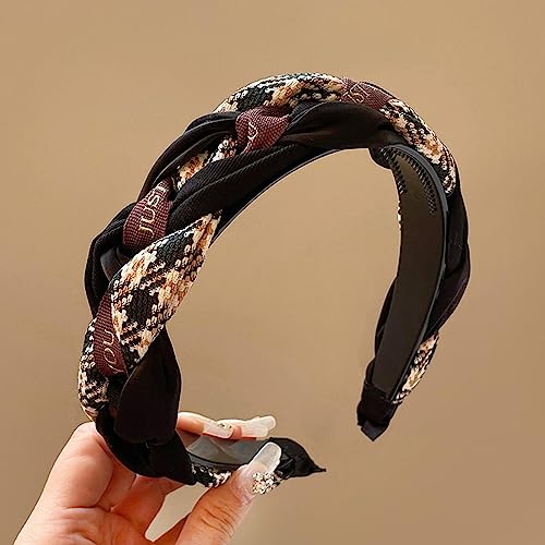 Haarschmuck Haargummis Haarspangen Bnew Mode Frauen Stirnband Schwarz Beige Geflochtenes Haarband Erwachsene Klassische Turban Casual Mädchen Haar Zubehör Hoop Lünette 24 von Focisa