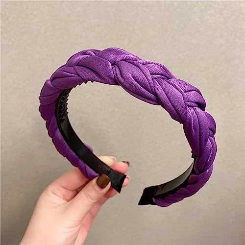 Haarschmuck Haargummis Haarspangen Frauen Geflecht Stirnband Bonbonfarben Lünette Haarband Turban Kopfbedeckung Koreanische Dame Mädchen Twist Eleganter Haarschmuck Breite Haarbänder Sizefit von Focisa