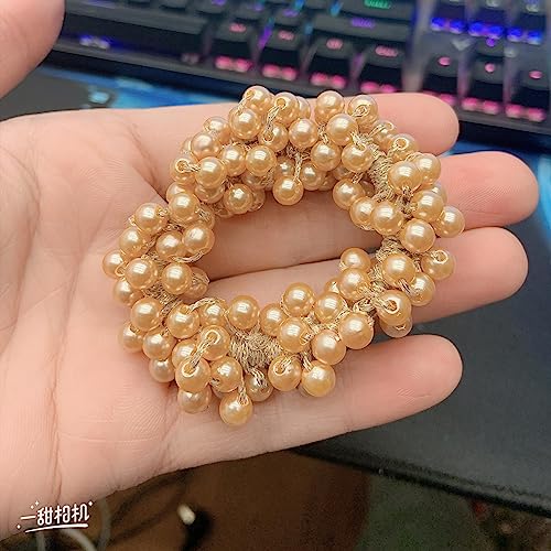 Haarschmuck Haargummis Haarspangen Mode Frau Große Perle Haar Krawatten   Koreanischen Stil Haarband Scrunchies Mädchen Pferdeschwanz Halter Gummiband Haar Zubehör Fj-061-8 von Focisa