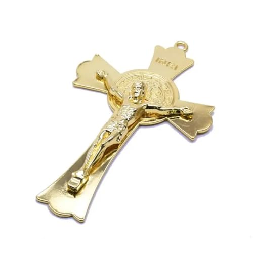 Halskette Ketten Schmuck Herren Frauen Anhänger Necklace 12,5 * 7,5 Cm Jesus Kreuz Großer Anhänger Accessoires Ganz Besondere Halskette Anhänger Gold von Focisa