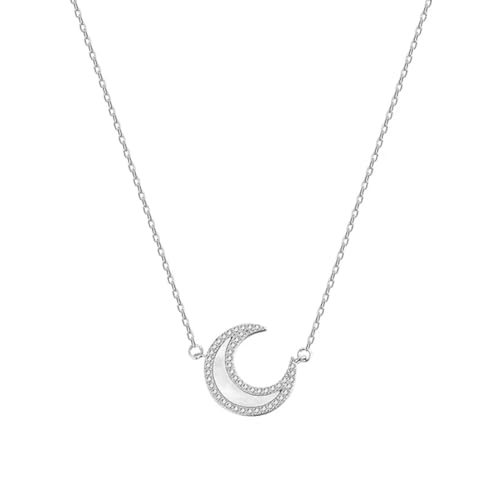 Halskette Ketten Schmuck Herren Frauen Anhänger Necklace 925 Mond Anhänger Halskette Temperament Frauen High-End-Schmuck Schlüsselbeinkette Geeignet Für Partysilber von Focisa