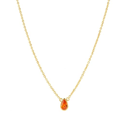 Halskette Ketten Schmuck Herren Frauen Anhänger Necklace 925 Oval Bunt Regenbogen Sieben Farben Anhänger Kette Halskette Rock Punk Einfacher Schmuck Orange von Focisa