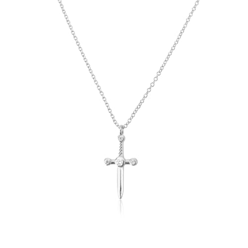 Halskette Ketten Schmuck Herren Frauen Anhänger Necklace 925 Rock Punk Kleiner Anhänger Lange Kette Halskette Schlicht Dünner Schmuck Silber von Focisa