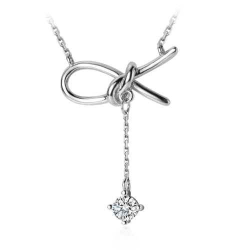 Halskette Ketten Schmuck Herren Frauen Anhänger Necklace 925 Schmetterlingskette Für Frauen Modische Und Exquisite Hohlschleife Süße Schlüsselbeinkette Silber von Focisa