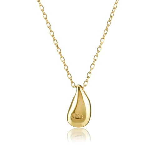 Halskette Ketten Schmuck Herren Frauen Anhänger Necklace 925 Schmuck Exquisiter Wassertropfenanhänger Anhänger Halskette Lange Kette Luxuriöser Ovaler Schmuck Gold von Focisa