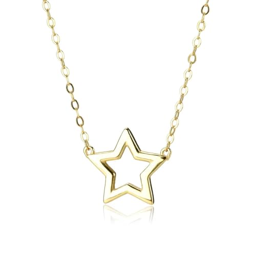 Halskette Ketten Schmuck Herren Frauen Anhänger Necklace 925 Star Halskette Für Damen Lange Kette Sternanhänger Halskette Luxus Partyschmuck Gold von Focisa