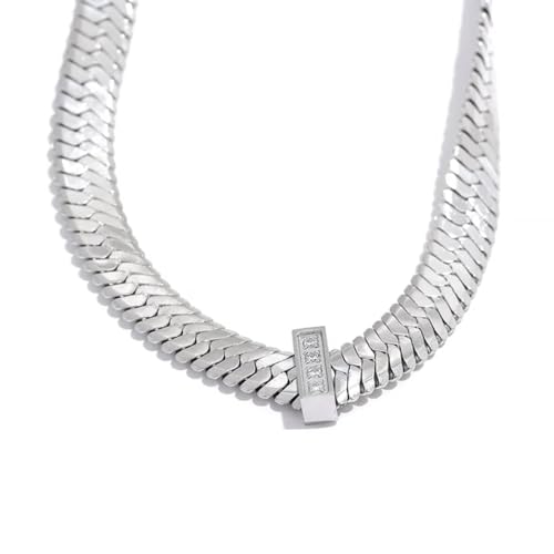 Halskette Ketten Schmuck Herren Frauen Anhänger Necklace Breite Schlangenkette Halskette Textur Halsband Modeschmuck Für Frauen Yh328Aplatin von Focisa