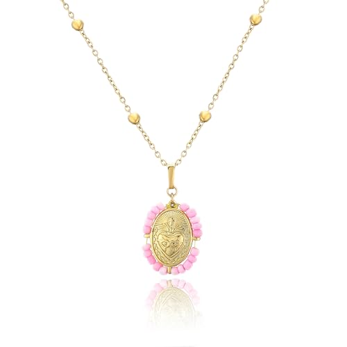 Halskette Ketten Schmuck Herren Frauen Anhänger Necklace Damen Mädchen Herz Halskette, Halskette, Halskette Rosa von Focisa