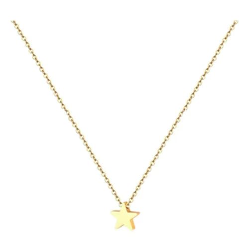 Halskette Ketten Schmuck Herren Frauen Anhänger Necklace Doppelschichtige Geometrische Sternkette Mädchen Handgemachte Einfache Halskette Schmuck 06-Gold von Focisa