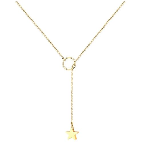 Halskette Ketten Schmuck Herren Frauen Anhänger Necklace Einfache Herzform Anhänger Halskette Damen Y Halskette Schmuck Sa055-514-Gold von Focisa