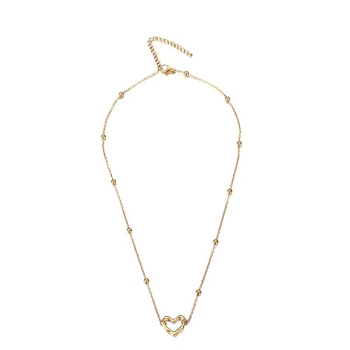 Halskette Ketten Schmuck Herren Frauen Anhänger Necklace Einfache Hohle Liebesanhänger Halskette Frauen Mädchen Mode Schmuck Gold von Focisa