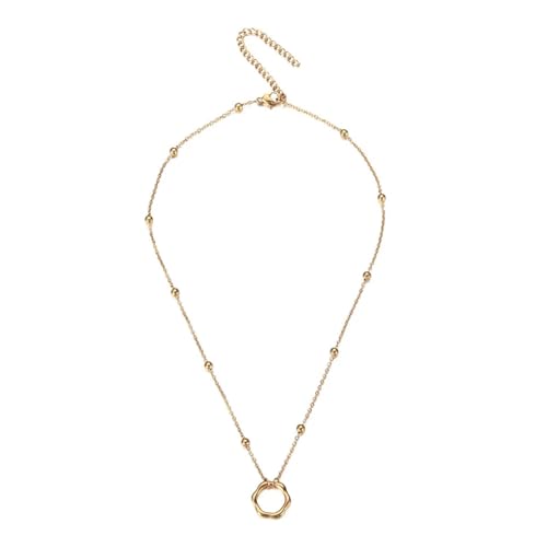 Halskette Ketten Schmuck Herren Frauen Anhänger Necklace Einfache Hohle Sechseckige Anhänger Halskette Damenmode Einfacher Schmuck Gold von Focisa