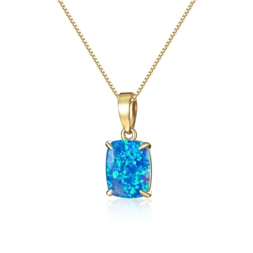 Halskette Ketten Schmuck Herren Frauen Anhänger Necklace Einfache Mode Kleiner Quadratischer Anhänger Halskette Mehrfarbige Halskette Retro Kette Halskette Damenschmuck Blau von Focisa