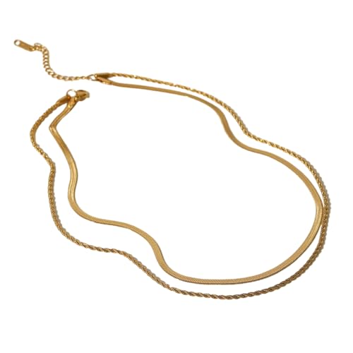 Halskette Ketten Schmuck Herren Frauen Anhänger Necklace Einfacher Schmuck Flache Schlangenkette Schicht Halskette Schlangenseil Kette Halskette von Focisa