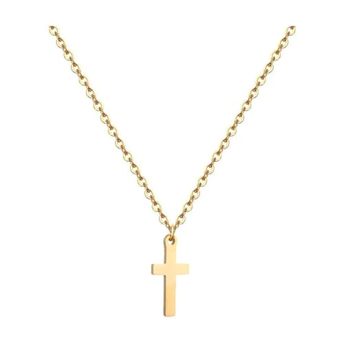 Halskette Ketten Schmuck Herren Frauen Anhänger Necklace Einfaches Kreuz Herzform Anhänger Halskette Damen Choker Schmuck Dy430-Gold von Focisa