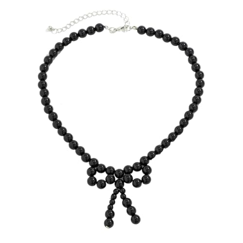 Halskette Ketten Schmuck Herren Frauen Anhänger Necklace Elegante Schleife Anhänger Choker Halskette Damen Exquisite Schlüsselbeinkette Schwarz von Focisa