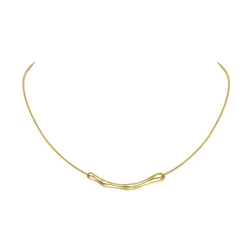 Halskette Ketten Schmuck Herren Frauen Anhänger Necklace Europäische Und Amerikanische Mode Einfache Schlüsselbeinkette Damenmode Kurze Halskette Schmuck Goldfarbe von Focisa