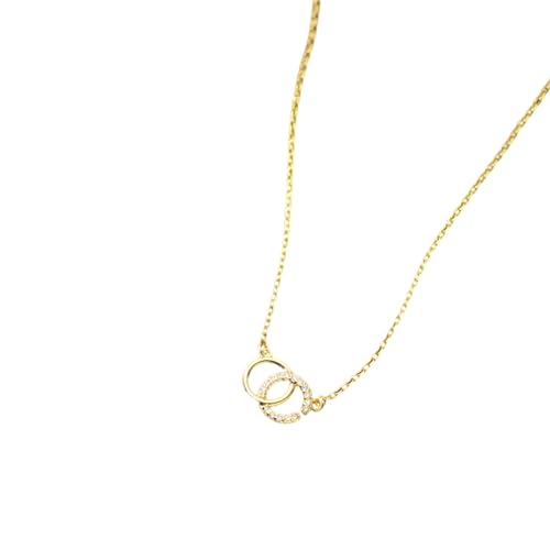 Halskette Ketten Schmuck Herren Frauen Anhänger Necklace Frauen 925 Halskette Elegante Schlüsselbeinkette Doppelkreis Halskette Anhänger Mode Feiner Schmuck Gold von Focisa