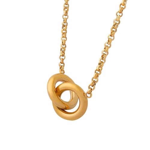 Halskette Ketten Schmuck Herren Frauen Anhänger Necklace Geometrischer Doppelring Anhänger Halskette Mädchen Ring Anhänger Choker Schmuck von Focisa