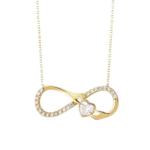 Halskette Ketten Schmuck Herren Frauen Anhänger Necklace Glänzende Zahl 8 Infinity Herz Anhänger Schmuck 925 Halskette Frauen Party Halskette Gold von Focisa