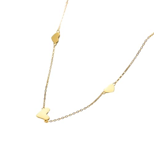 Halskette Ketten Schmuck Herren Frauen Anhänger Necklace Halskette Für Frauen 925 Einfache Pfirsich Herz Halskette Anhänger Temperament Dünne Schlüsselbeinkette Schmuck Gold von Focisa