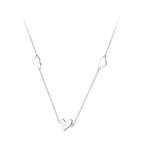 Halskette Ketten Schmuck Herren Frauen Anhänger Necklace Halskette Für Frauen 925 Einfache Pfirsich Herz Halskette Anhänger Temperament Dünne Schlüsselbeinkette Schmuck Silber von Focisa