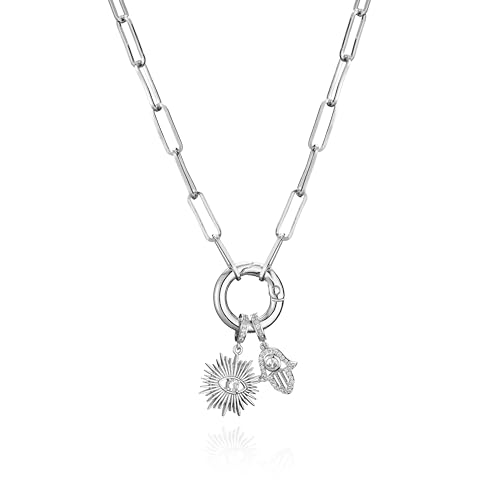 Halskette Ketten Schmuck Herren Frauen Anhänger Necklace Handglückskette Für Frauen, Modeschmuck Schöne Halskette Silber von Focisa