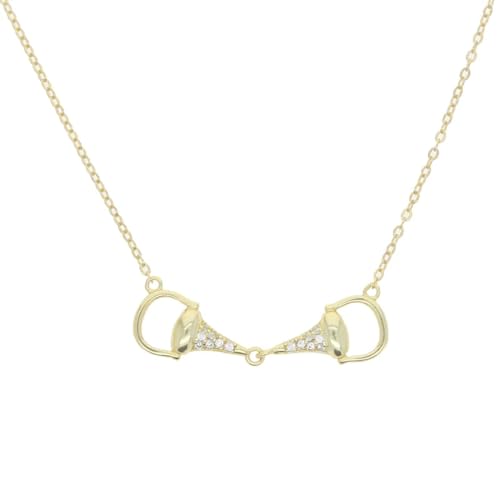 Halskette Ketten Schmuck Herren Frauen Anhänger Necklace Hochwertige 925 Zweifarbige Hufeisenförmige Pferdeanhänger-Anhänger Halskette Damenschmuck Gold von Focisa