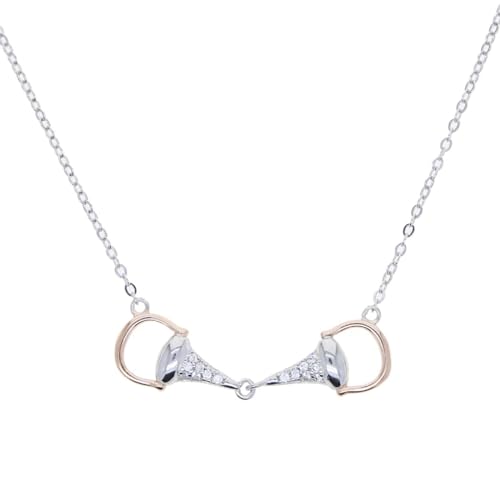 Halskette Ketten Schmuck Herren Frauen Anhänger Necklace Hochwertige 925 Zweifarbige Hufeisenförmige Pferdeanhänger-Anhänger Halskette Damenschmuck Rose von Focisa