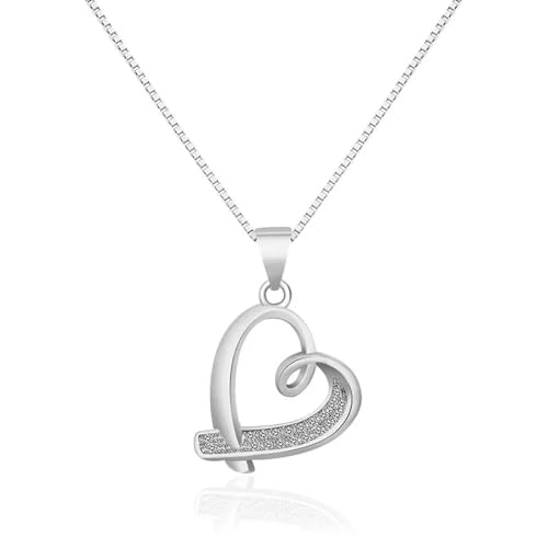 Halskette Ketten Schmuck Herren Frauen Anhänger Necklace Klassische Herzform Anhänger Halskette Damen Accessoires Süße Herzform Halskette S925 Damen Schmuck Silber von Focisa