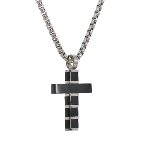 Halskette Ketten Schmuck Herren Frauen Anhänger Necklace Kreuz Herren Anhänger Halskette Accessoire Jeden Tag Klassischen Hochwertigen Schmuck Yh5001Ablack von Focisa