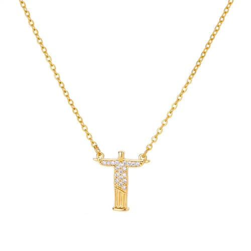 Halskette Ketten Schmuck Herren Frauen Anhänger Necklace Kreuz Herren Anhänger Halskette Damen Halskette Trendiger Partyschmuck Gold-Farbe von Focisa