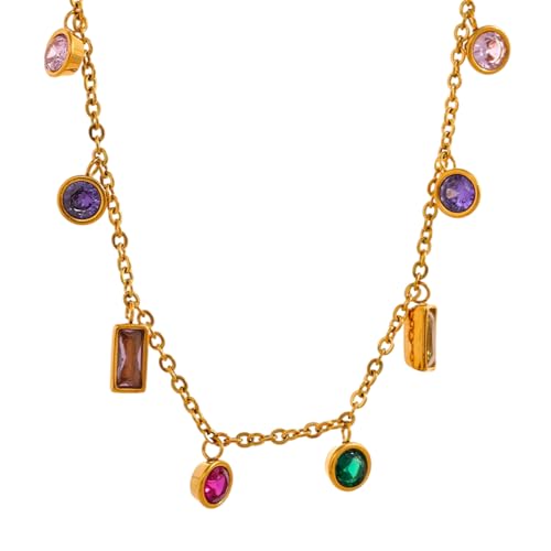 Halskette Ketten Schmuck Herren Frauen Anhänger Necklace Luxus Bunte Halskette Armband Schmuck Exquisite Damen von Focisa