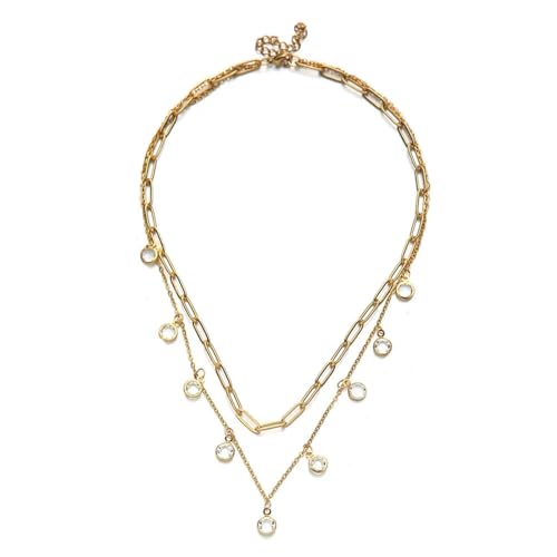 Halskette Ketten Schmuck Herren Frauen Anhänger Necklace Mehrlagige Quaste Choker Halskette Damen Bohemian Choker Schmuck Gold-Farbe von Focisa