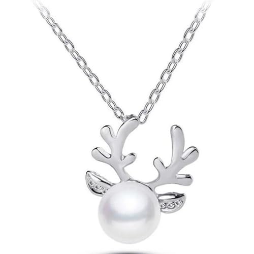 Halskette Ketten Schmuck Herren Frauen Anhänger Necklace Niedliche Rentier Perlenkette Anhänger Halskette Weihnachtsdekoration Rentier 2 von Focisa