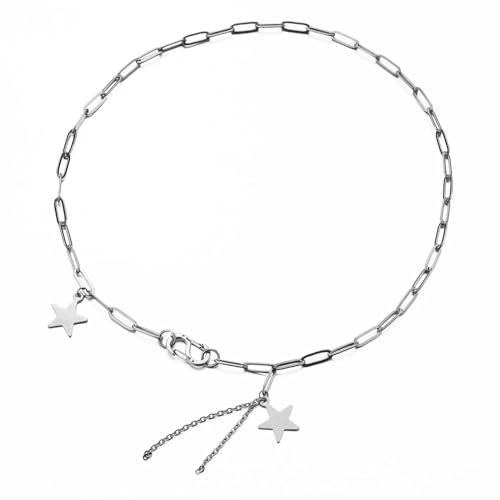 Halskette Ketten Schmuck Herren Frauen Anhänger Necklace S Schnalle Quaste Stern Halskette Damen Stern Anhänger Halskette Hip Hop Schmuck Silber von Focisa